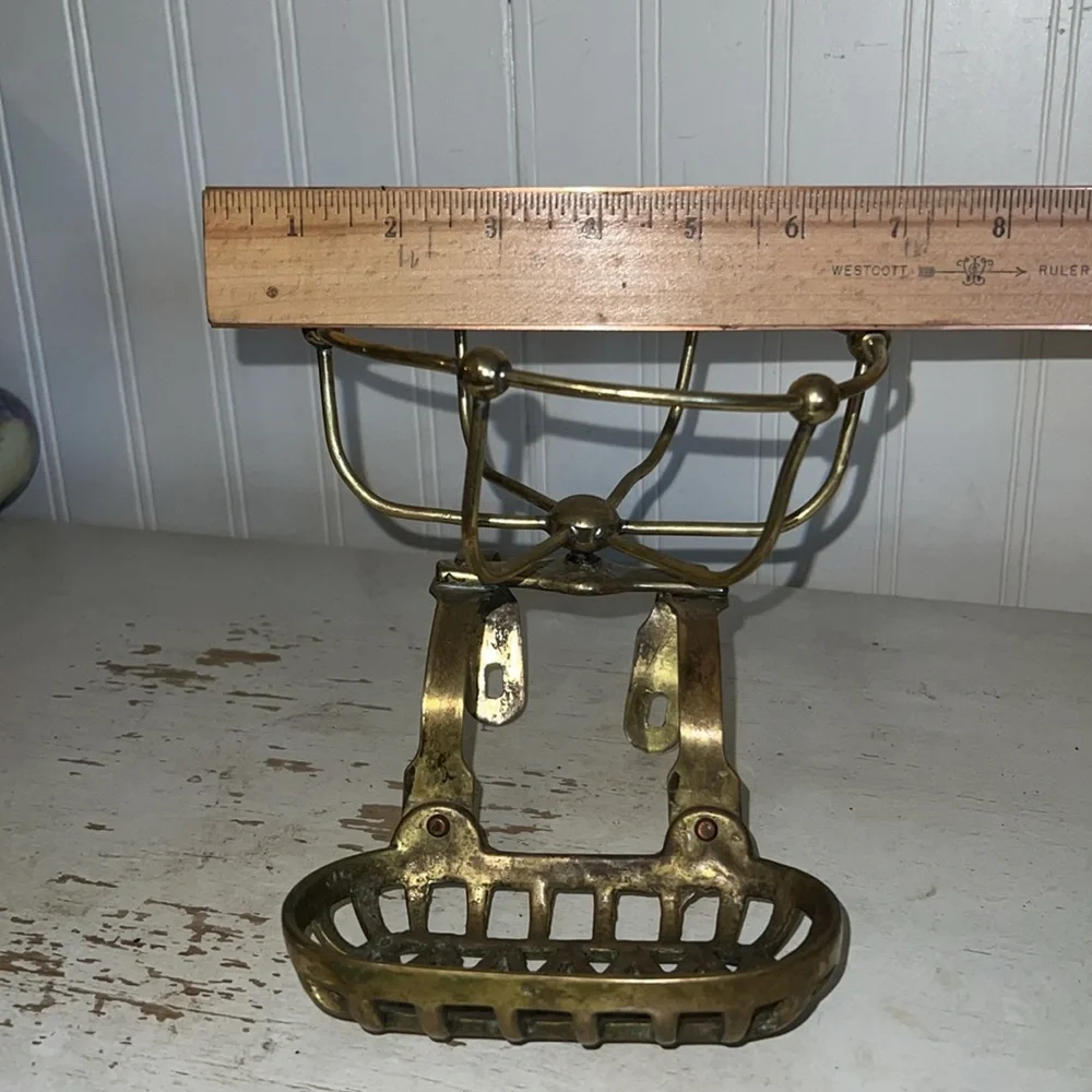 Antique Brass claw foot tub soap & sponge holder